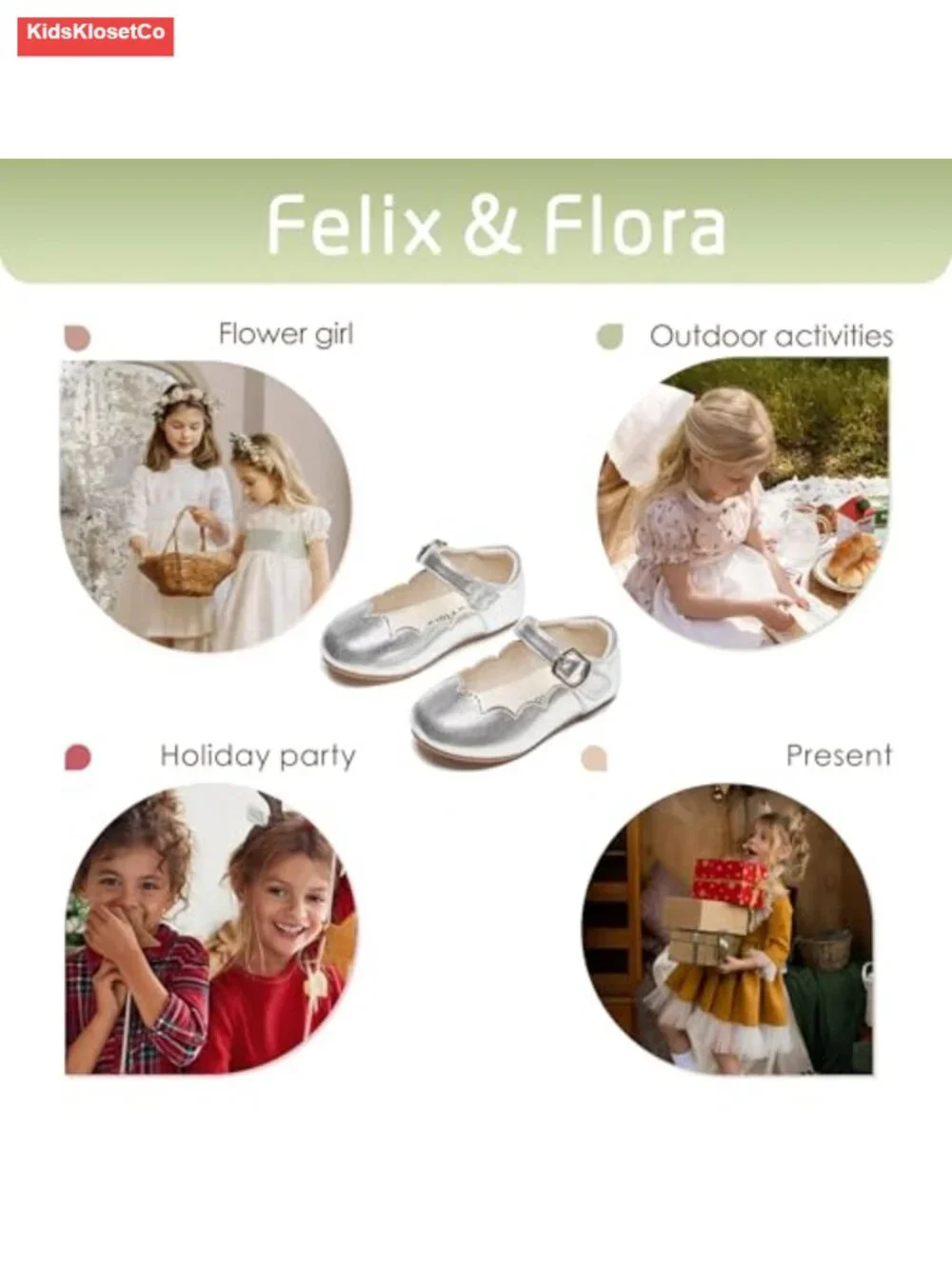 Toddler Flower Girl Ballet Mary Jane Flats - Cushioned Non-Slip Hook & Loop